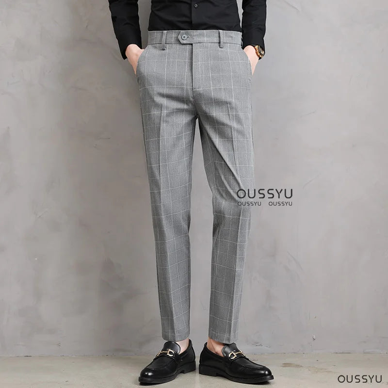 Slim Plaid Trousers