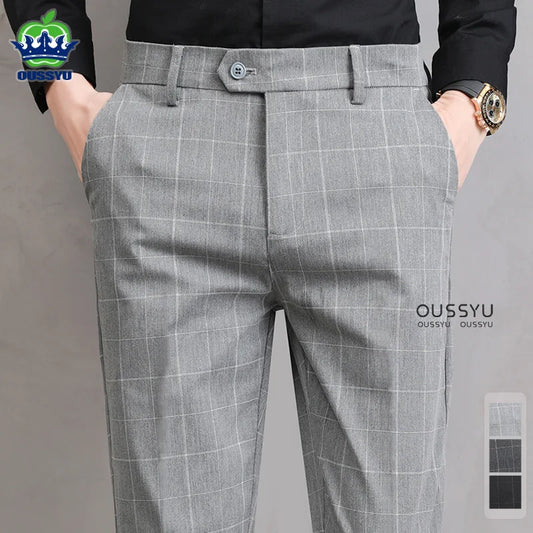 Slim Plaid Trousers