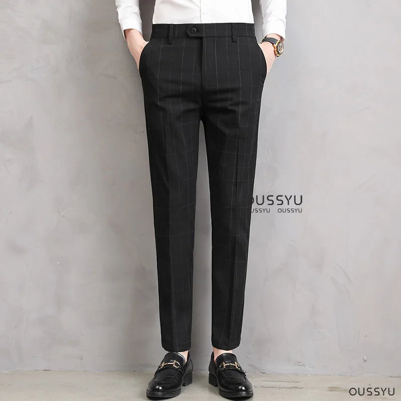 Slim Plaid Trousers