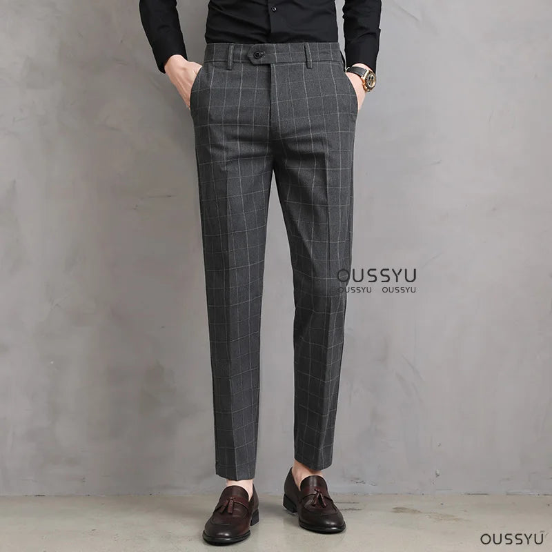 Slim Plaid Trousers