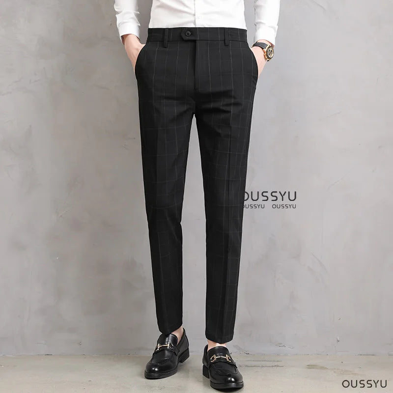 Slim Plaid Trousers