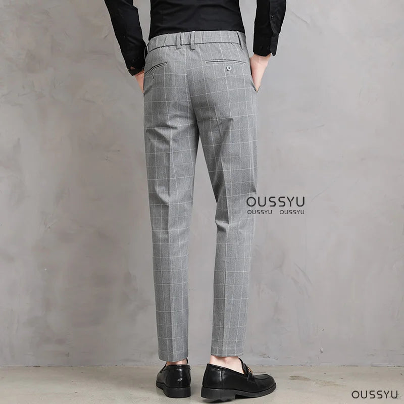 Slim Plaid Trousers
